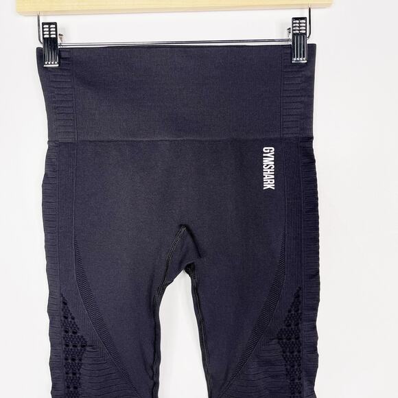 Gymshark Womens XSmall Black Energy Seamless Leggings Perforated Cut Out Workout - Picture 3 of 9